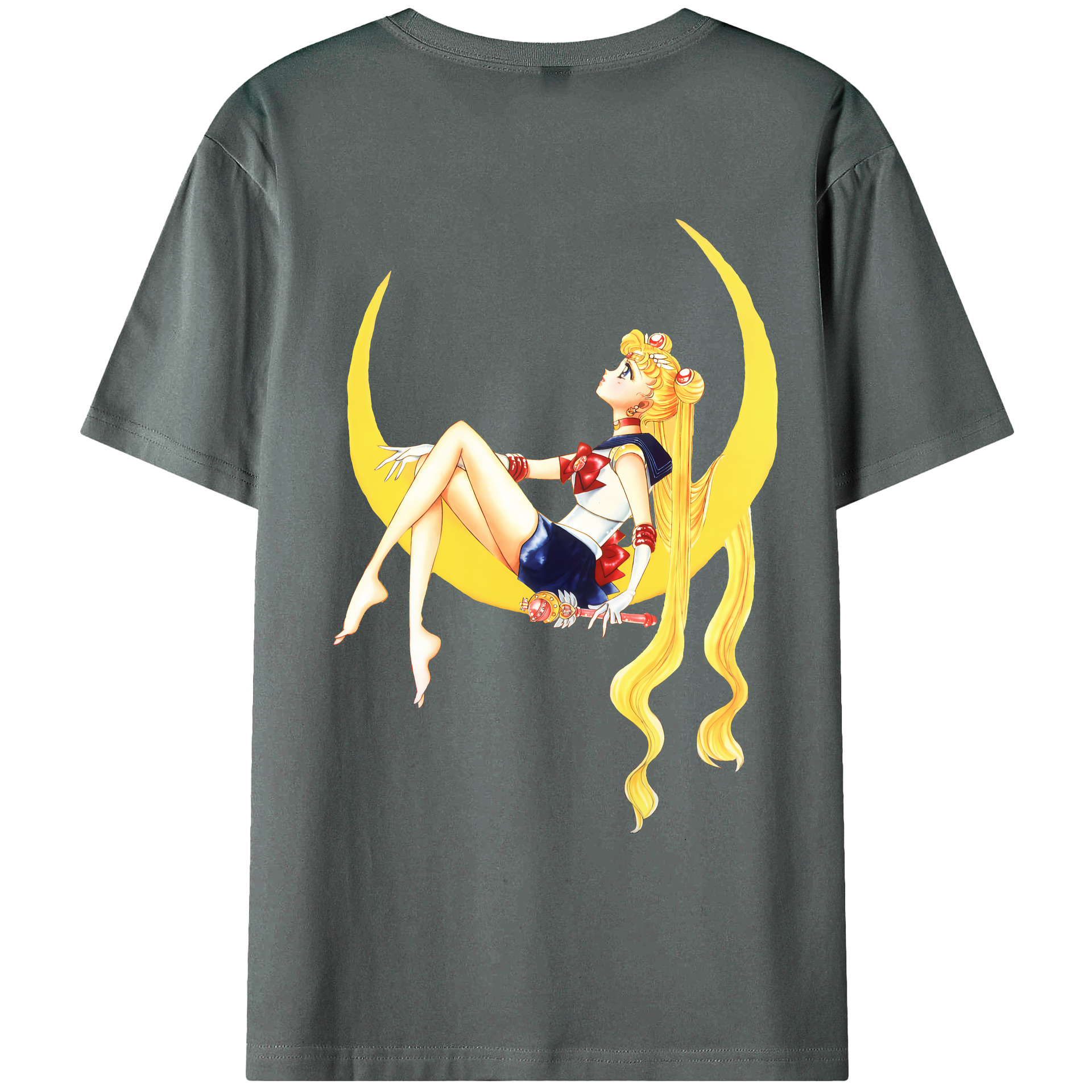 （画像用） 美少女戦士セーラームーン 月野 うさぎ つきの うさぎ Sailor Moon Tsukino Usagi 綿100％ メンズ半袖Tシャツ（バックプリント） 通気性
